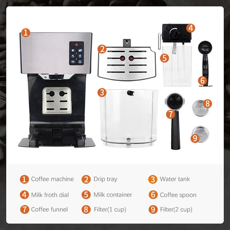 JASSY Automatic Espresso Coffee Machine | 19 Bar Cappuccino &amp; Latte Coffee Maker | All-in-one Espresso Machine | With Milk Froth