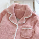 Japanese style autumn and winter new ladies plus size sheep wool warm pajamas suit Shu Mianmao simple home service pijamas women