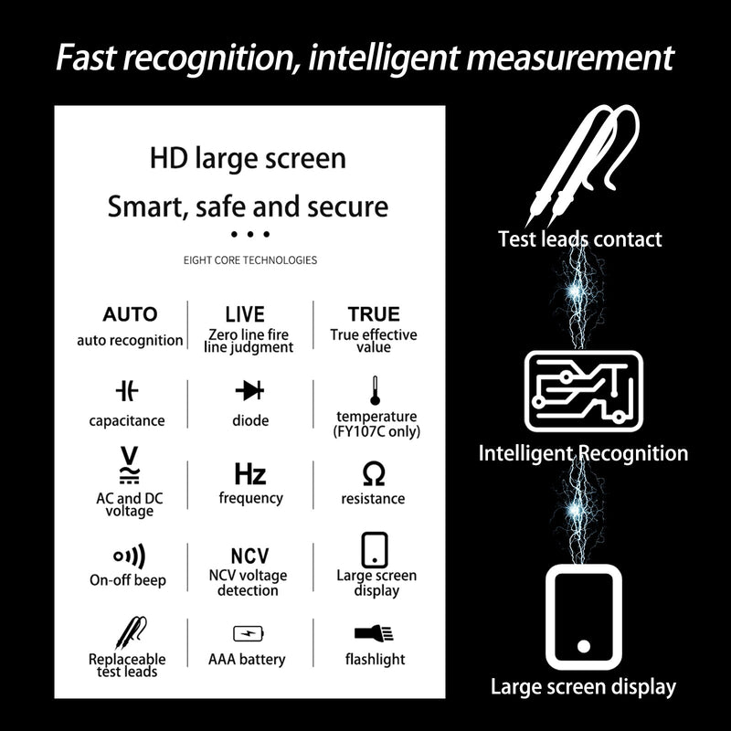 NEW Generation 6000counts Digital Multimeter Ture RMS AC DC NCV Transistor Capacitor  Temperature Voltage Smart Meter