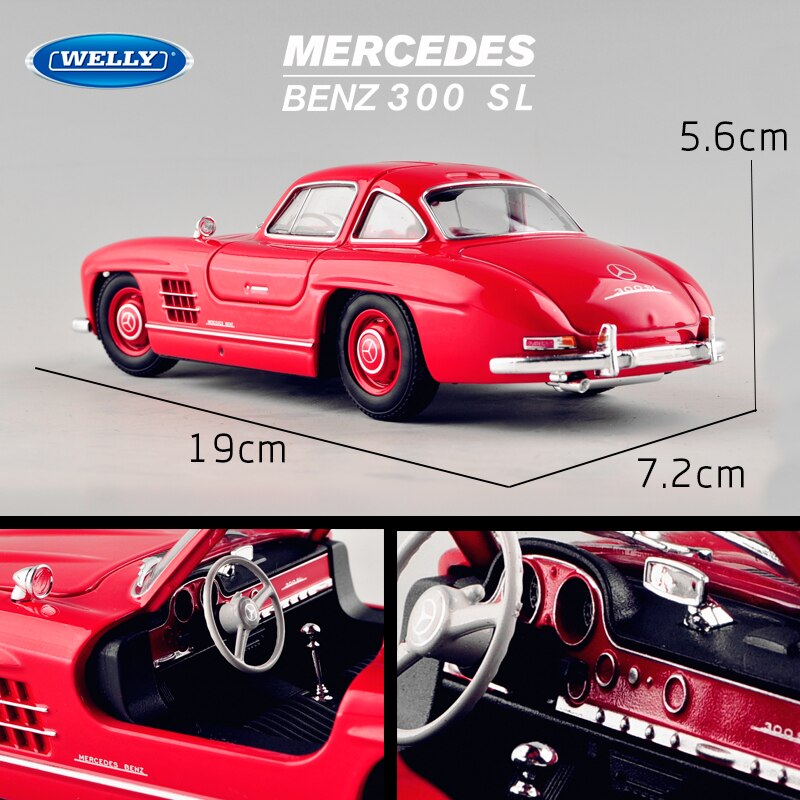 welly 1:24  Mercedes 300SL  car alloy car model simulation car decoration collection gift toy Die casting model boy