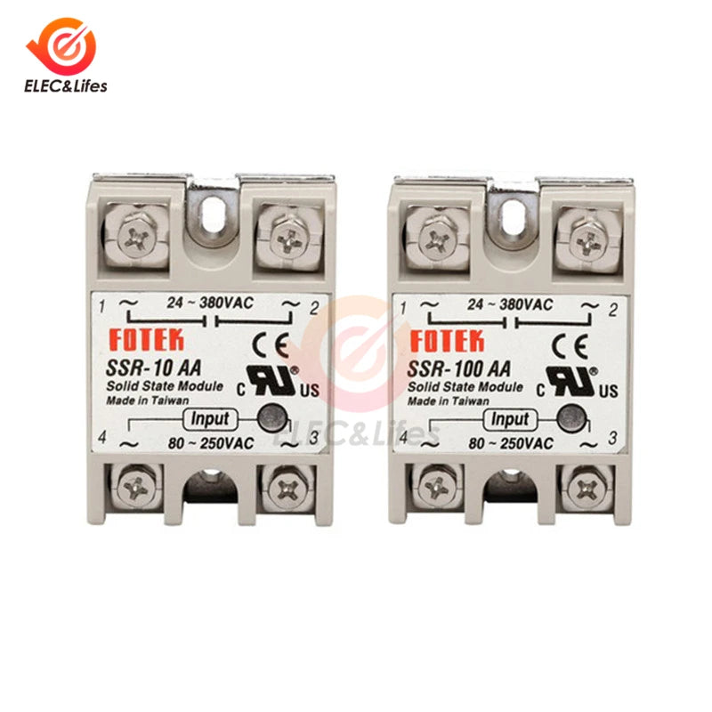 AC 220V Solid State Relay SSR-10AA SSR-25AA SSR-40AA SSR-60AA 10A 25A 40A 60A AC Control AC SSR Relay 80-250VAC TO 24-380VAC