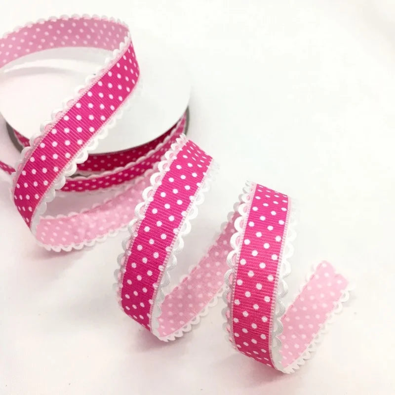 2cm 5Yards Dots Printed Embossed Ribbon For Handwork DIY Craft Bows Scrapbook Easter Wedding Christmas Deco Gift Floral Packing