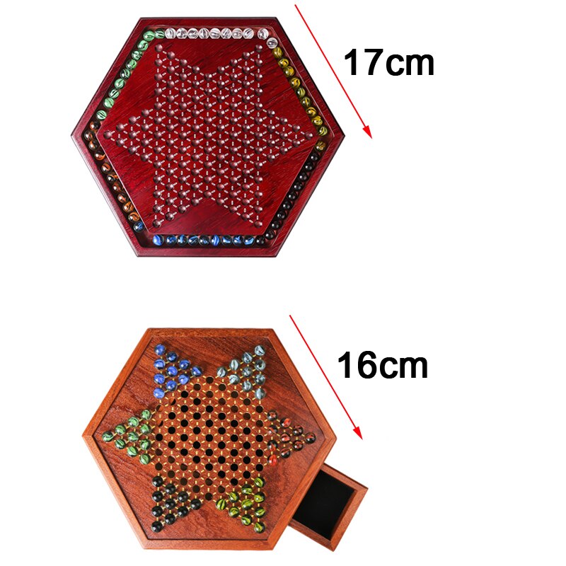 Hot Top Grade Classic Chinese Checkers Chess Set Multicolor Acrylic Glass Beads Fine Wooden Chessboard Children Gifts Board Game