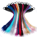 Synthetic 24 inch Ponytail Hairpiece With Rubber Band Hair Ring Chignon Crochet Braid Hair Ponytail Hair Extension Pink,Rainbow