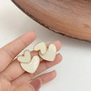 2020 New Fashion Korean Drop Earrings For Women White Enamel Double Heart Korean Jewelry Female Earring Girls Gift