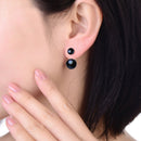 Naturperlen-Ohrstecker für Damen, Schmuck aus S925 Sterlingsilber, echte weiße, schwarze Doppelperlen-Ohrringe für Partys