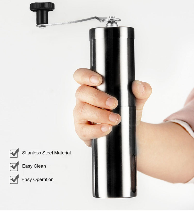 RECAFIMIL Manual Ceramic Coffee Grinder Stainless Steel Adjustable Coffee Bean Mill Clean Kitchen Tools Portable Conical Grinder