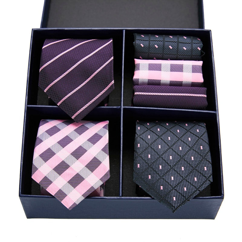 Gift box packing Silk Ties For Men Novelty Hanky  Set 3 Styles  Men&