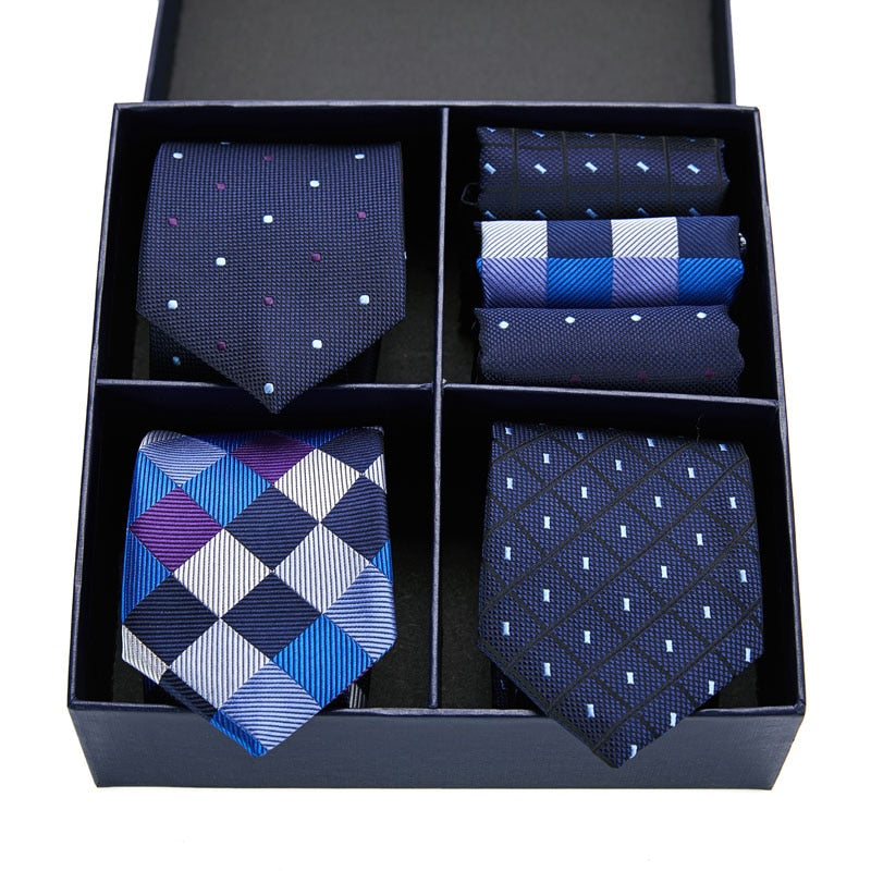 Gift box packing Silk Ties For Men Novelty Hanky  Set 3 Styles  Men&