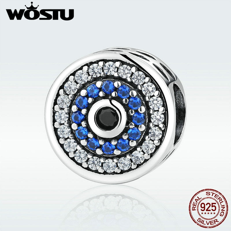 WOSTU 100% Real 925 Sterling Silver Dazzling Zircon Charm Beads Fit Original DIY Bracelet Pendants Necklace SIlver 925 Jewelry