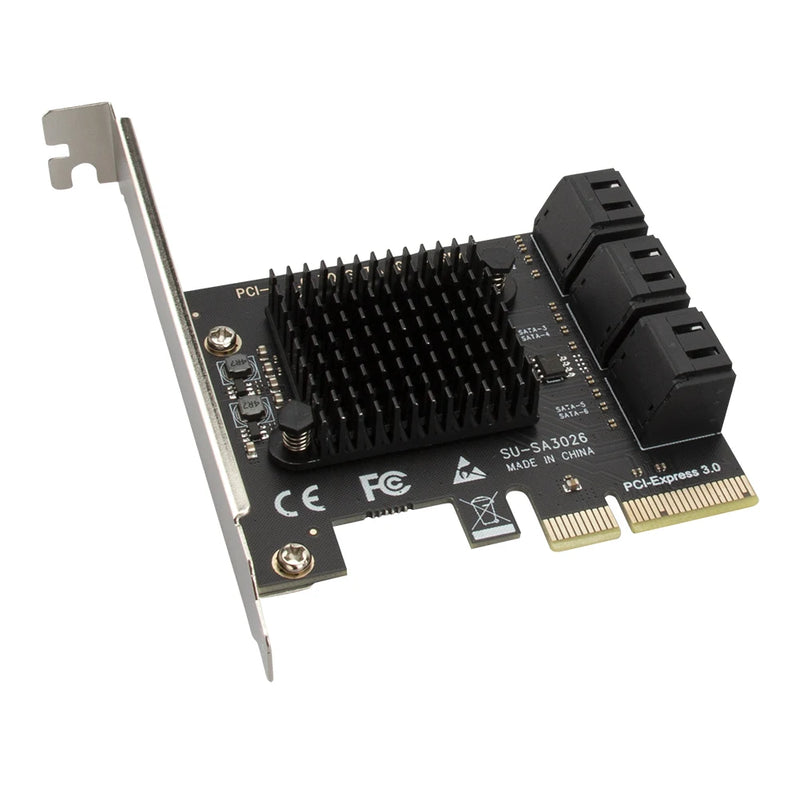 SATA PCIe Adapter 4 Ports /6 Port SATA III to PCI Express 3.0 X1 Controller Expansion Card compatible with PCI-E X4/X8/X16 6Gbps