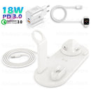 3 in 1 Wireless Charger for iPhone Wireless Charger 3in1 Induction Charging Dock Station for iPhone 12 SE 11 Apple Watch Airpods