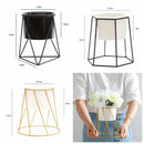 Nordic Geometric Ceramic Planter with Iron Rack Holder Metal Stand Desktop Flower Pot for Succulents Plants Home Garden Decor