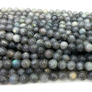 Natural Genuine Blue Labradorite Round Loose Stone Beads 3-18mm Fit Jewelry DIY Necklaces or Bracelets 15" 07464