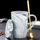 Naturmarmor 12 Sternzeichen Keramik-Becher mit Deckel Kaffeetassen Kreative Persönlichkeitstasse 400ml Bleifrei