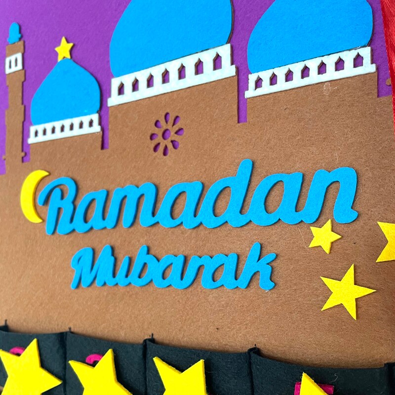 2023 Newest Ramadan Mubarak 30days Advent Calendar Hanging Felt Countdown Calendar for Kids Gifts Ramadan Decorations Supplies