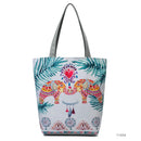 New Lady Tote Bags Black White Cute Cat Printed Fabric Eco Handbag High Capacity Shopping Office Reusable Casual Shoulder Bag