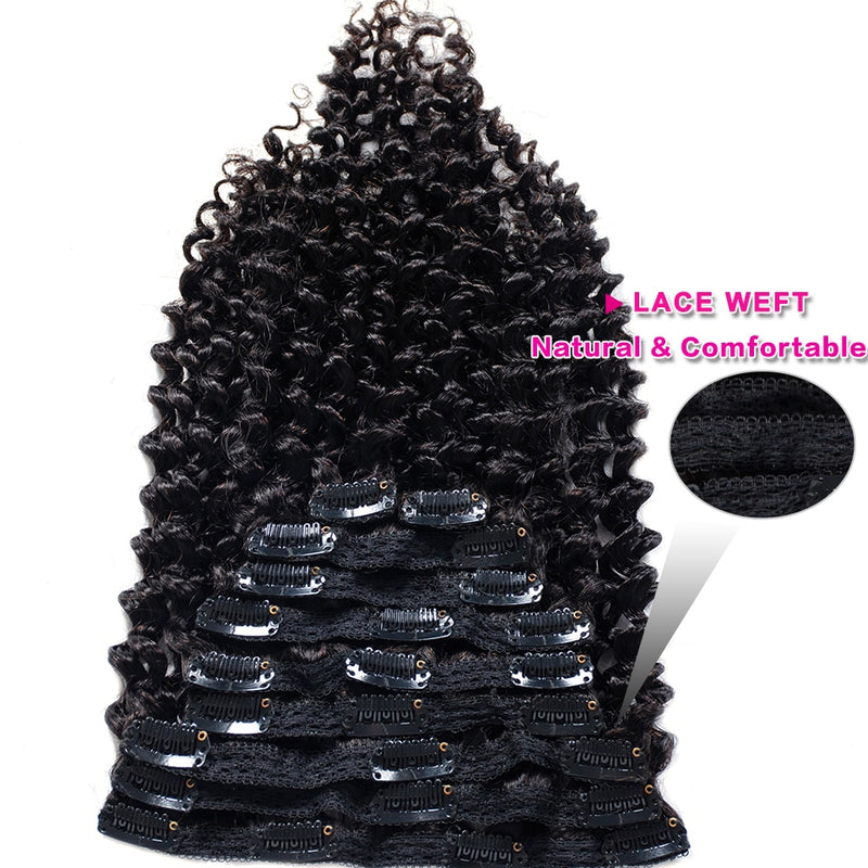 Tinashe Beauty  Kinky Curly Clip In Human Hair Extensions For Black Women Brazilian 4C Kinky weave Clipins Natural Black 8 pcs