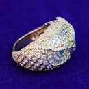 Bubble Letter Eule Iced Out Ring Herren Echt Vergoldet Messing Zirkonia Hip Hop Schmuck