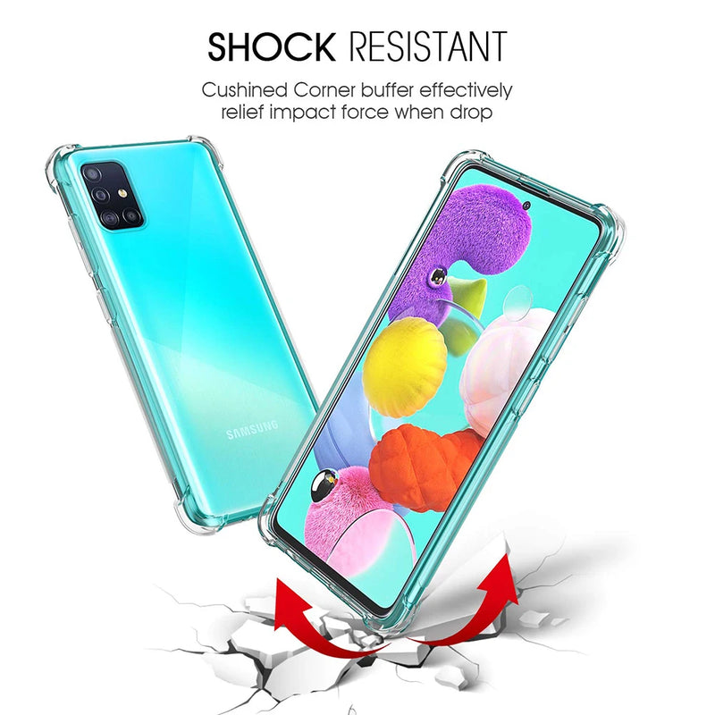 Shockproof Case for Samsung Galaxy A51 A41 M51 M31 M21 Transparent Clear Protective Case Crystal Silicone Back Cover