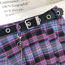 Harajuku Plaid Skirt Women Punk y2k High Waist Mini Tennis Skirts Uniform Chain Pocket A-line Streetwear Vintage Free Belt
