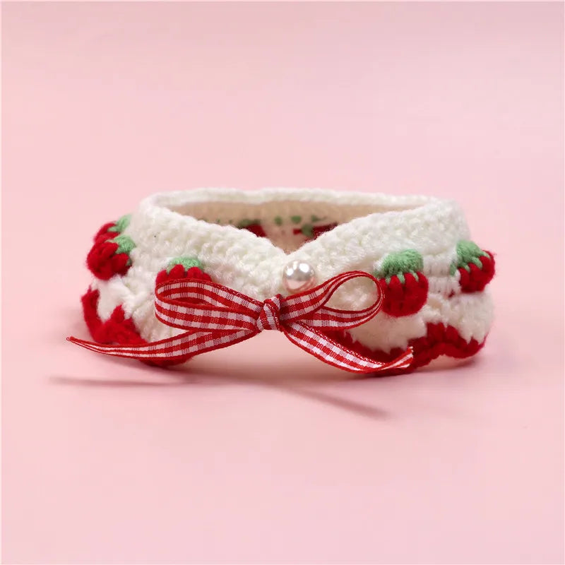 Cute hand-woven cat and dog collar wool knitted cat collar cute cat and dog necklace pet collar