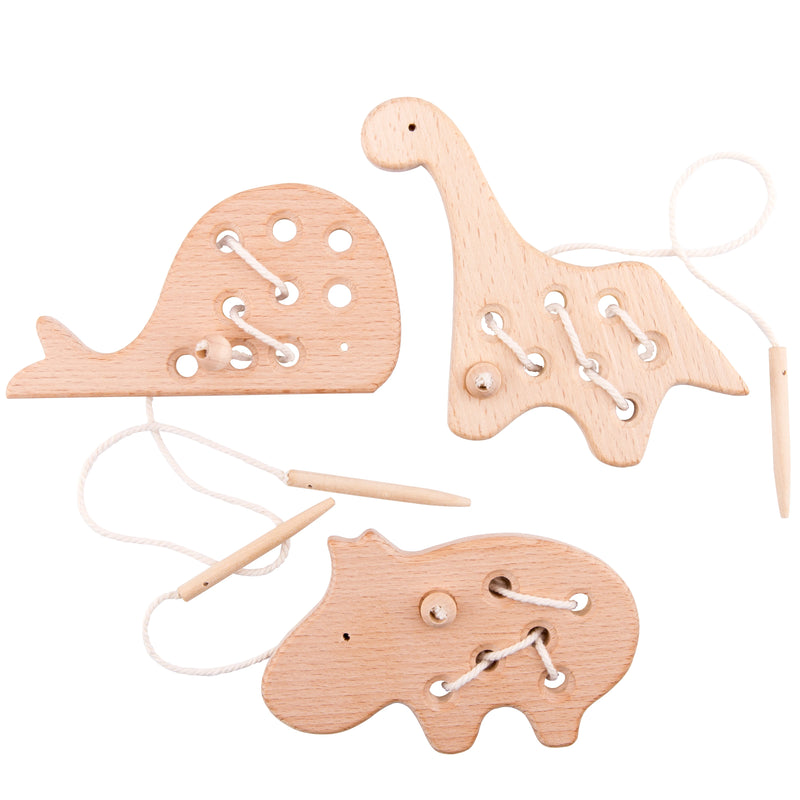 Wooden Kindergarten Mouse Threading Board Lacing Beech Wooden Sewing Toys Dinosaur Button Beaded Blocks For Boys Girls Products