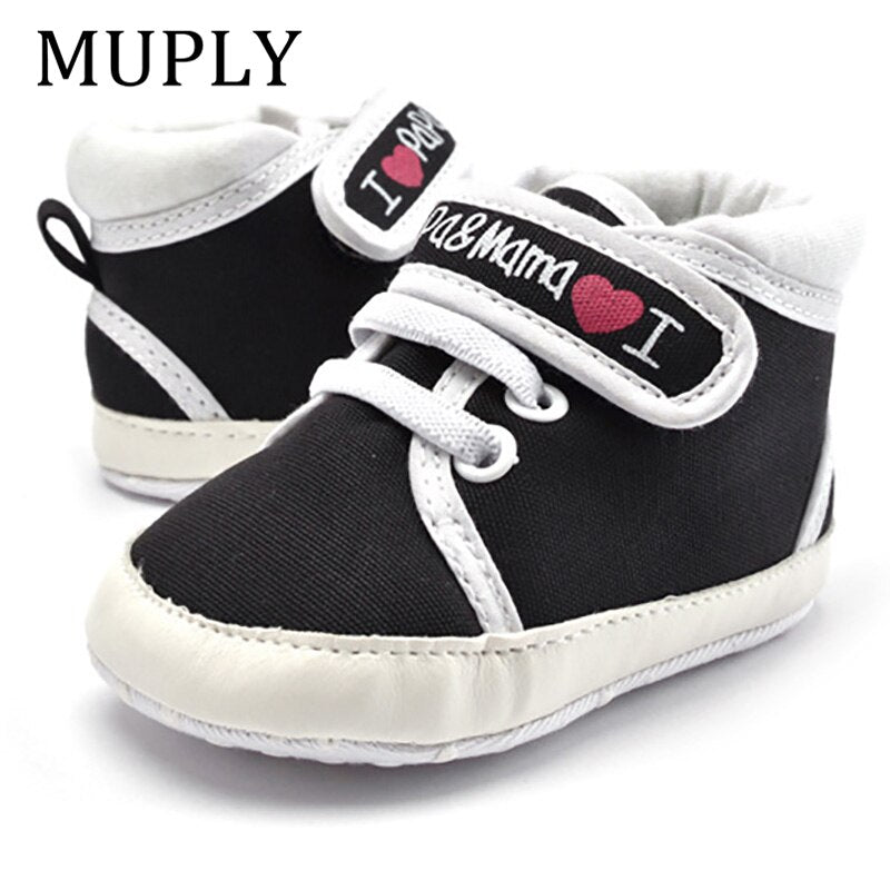 0-18M Baby Mocassins Infant Toddler Baby Boys Girls Print Letter Love PAPA&MAMA Soft Sole Canvas Sneaker Anti-Slip Newborn Shoes