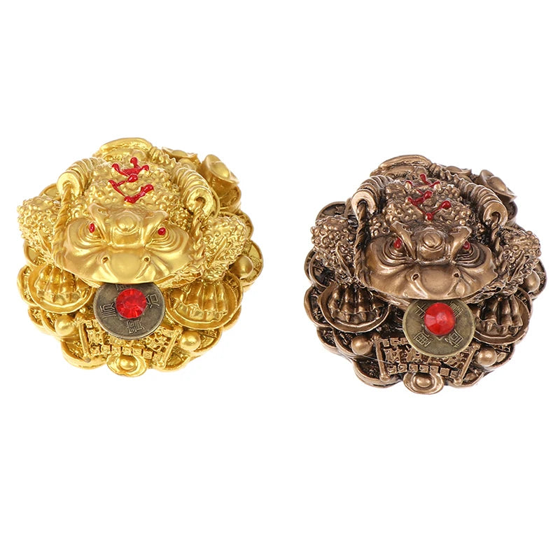 Feng Shui Toad Money LUCKY Fortune Wealth Chinese Golden Frog Toad Coin car Home Office Decoration Tabletop Ornaments Lucky
