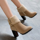 BLXQPYT New Big Size 33-50 Winter warm Ankle Boots Women zipper High Heels 9cm Pumps Party Wedding snow boots Shoes woman t3-5