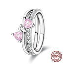 Neue Valentinstagsringe Süße Rosa Zirkon Prinzessin Schleifen Größe 7-9 Für Frauen 925 Silberring Romantischer Feiner Schmuck Geburtstagsgeschenk