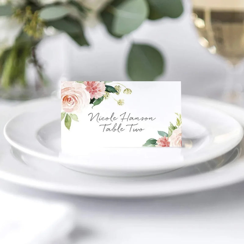 20/50/100pcs Color Printed Flowers Wedding Seating Number Card Name Place Cards Christmas Birthday Party Greeting Table Card