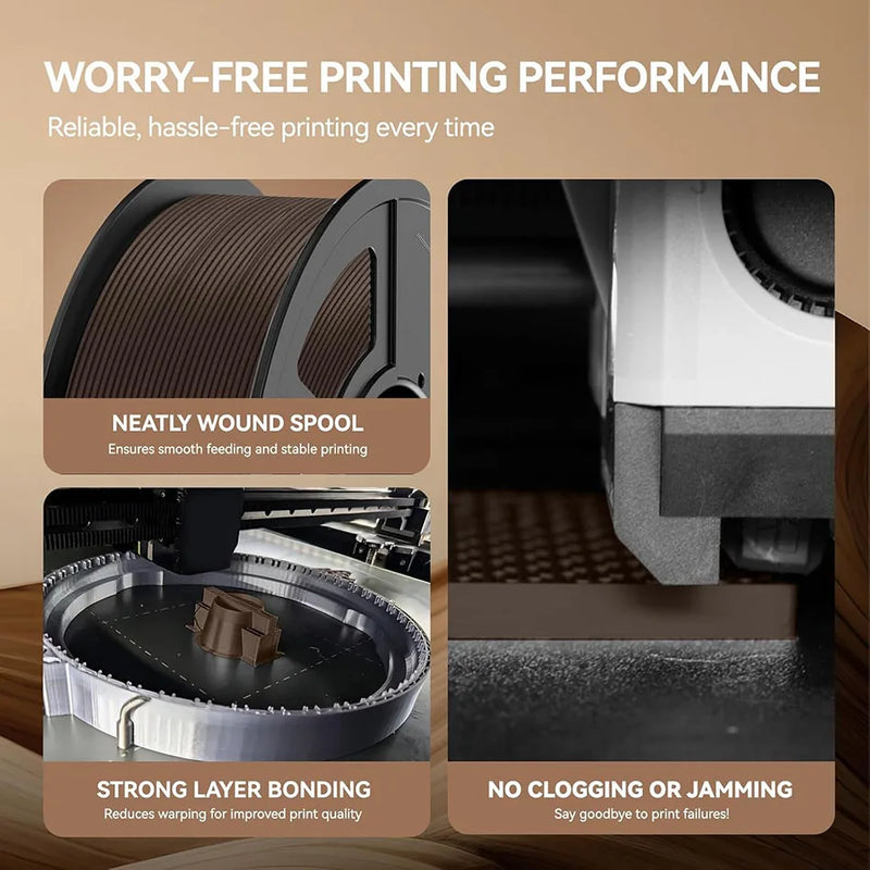 JAYO Wood PLA Filament 1.75mm 5Rolls Real Wood Fiber 3D Filament For FDM 3D Printers 15% Wood Fibers 3D printing Materials