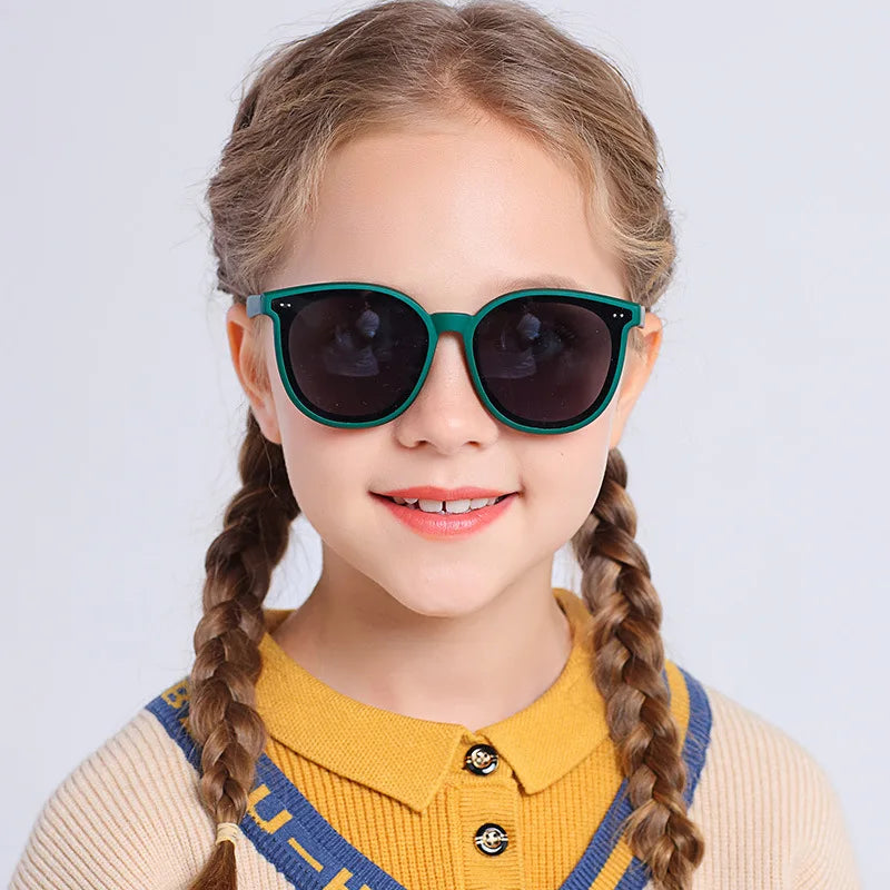 3-12 Years Kids Polarized Sunglasses Boy Girls Soft TPEE Square Frame Cat Eye Design Child Fashion Sun UV400 Protection Outdoors