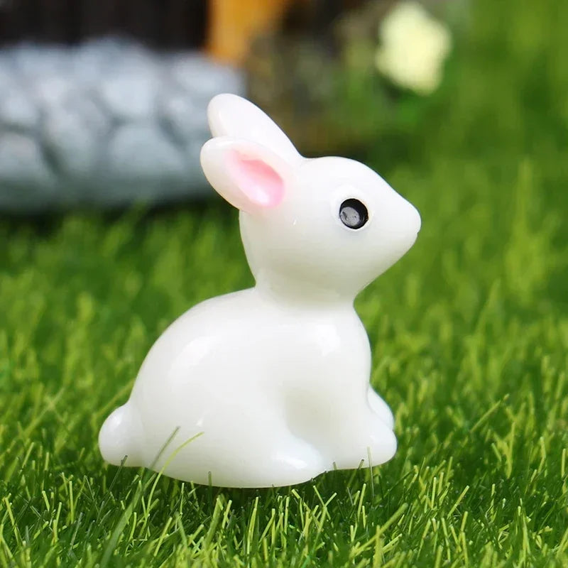 50PC Mini Rabbits Figurine Easter Bunny Figurine Rabbit Miniature Figurines Ornament Micro Landscape Dollhouse Decor Diy Crafts