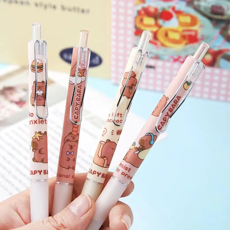 4Pcs/Pack Cute Anime Capybara Gel Pen for School Writing Kawaii Cartoon Neutral Pen Office Supplies kids Stationery gift