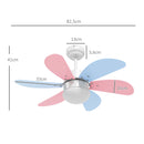 HOMCOM Deckenventilator mit Beleuchtung 34W Ø 82,5 cm Gleichstrommotor mit 6 Flügeln Mehrfarbig