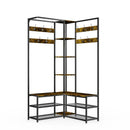 Hall Tree Free Standing Corner Clothes Hat Hanger Metal Coat Rack Stand with Shoe Storage