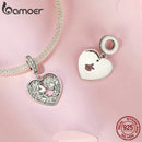 BAMOER 2024 New 925 Sterling Silver Mother and Daughter Hug Charm Beads for Charm Bracelet Personalized DIY Jewelry Making