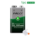 PALO 6F22 9V Ni-MH Akku 9 V 300mAh Batterien 9 Volt geringe Selbstentladung 9 Volt Batterie mit Smart Charger