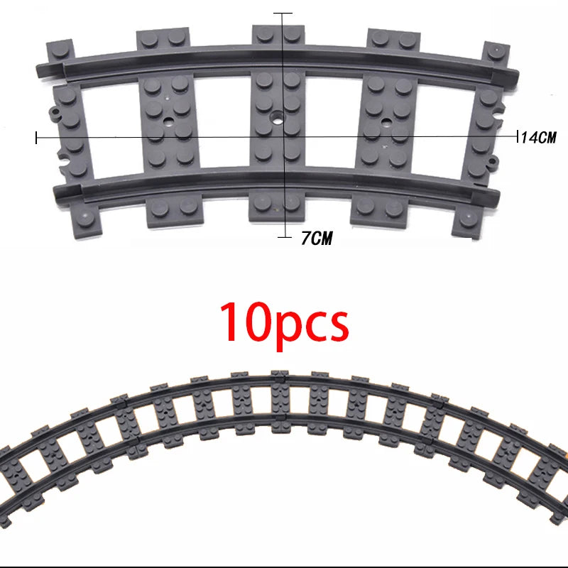 City Train Station Platform Traffic Light Cave Flyover Tracks Straight Curved Rails Building Block Bricks Technican Creative Toy