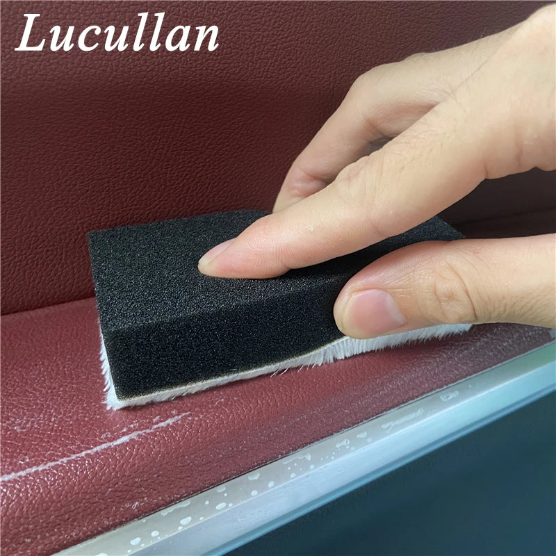 Lucullan Interior Scrubbing Pad White Side Bristle-Like Fibers and Black Handle Rough Scouring Sponge