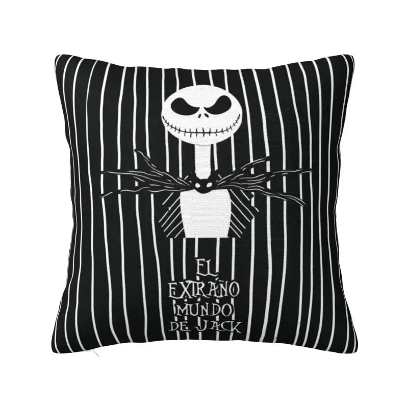 Custom Halloween Skull Jack Sally Throw Pillow Case Home Decor Nightmare Before Christmas Movie Cushion Cover Square Pillowcase