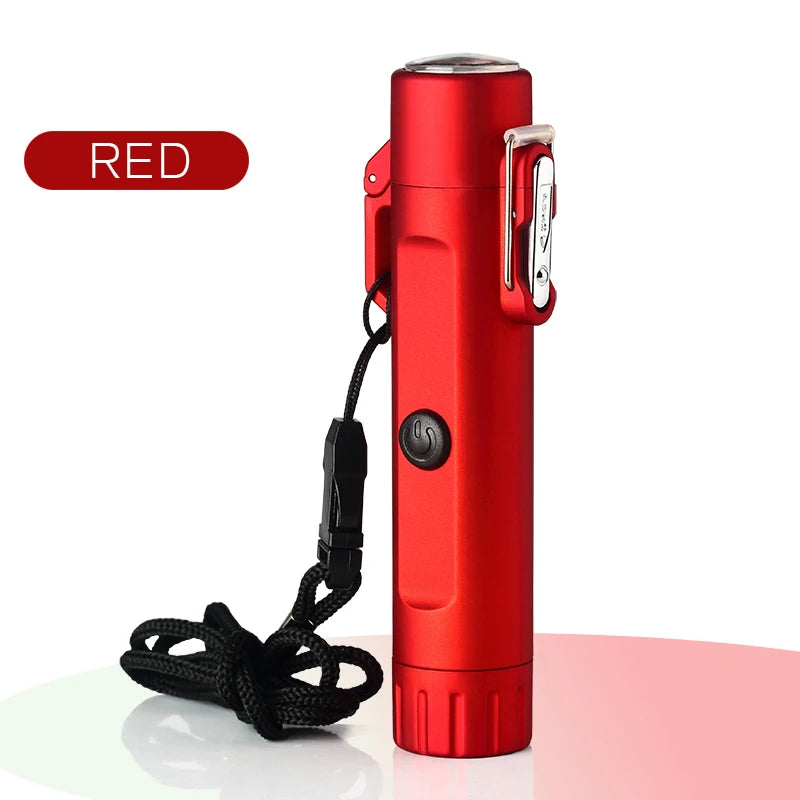 Arc Usb Lighter Camping Outdoor Survival Plasma Lighter With Flashlight Compass Survival Lighters Waterproof And Windproof