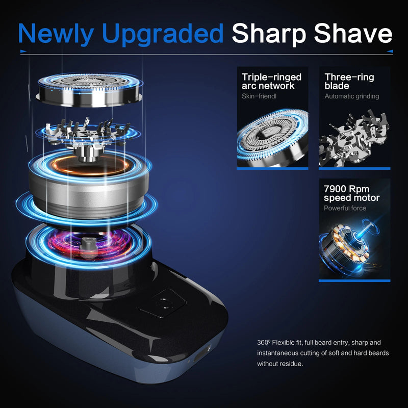 Mini Electric Shaver Self Sharpening Shaver Portable Shaver Beard Trimmer Rechargeable Razor for Men 7900 Rpm LPX7 Waterproof