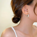 New women's fashion jewelry 14K gold plated shiny Zircon square hoop earrings for Christmas party girls fashion accessories