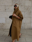 The Vilanelle | Oversized Long Trench Coat with Stand Collar