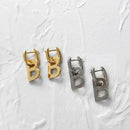 Peri'sBox 2 Sizes Thick Letter B Dangle Earrings for Women Bold Gold Color Geometrical Initial Hanging Earrings Celebrity Style