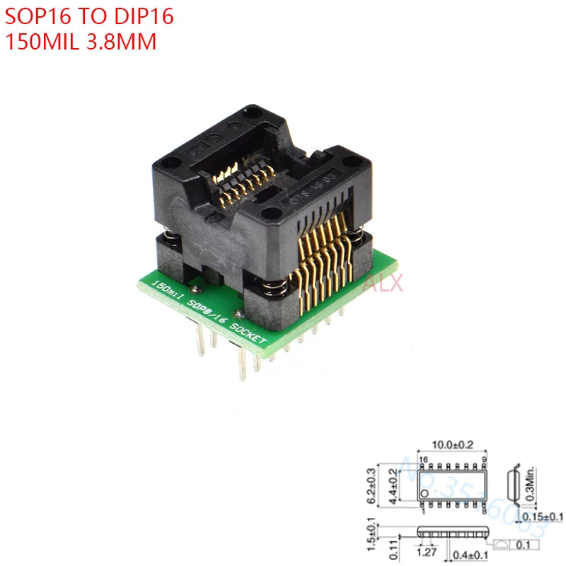 Sop8/Sop14/Sop16/Sop20/Sop28/44/Tssop8/Tssop16/Tssop20/Tssop28/TQFP32/LQFP44 To Dip Programmer Adapter Socket 150/208/173/300mil