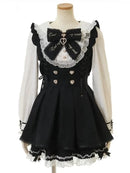 Harajuku Sweet Bow Black Plaid Dresses All-match Slim Fit Kawaii Lolita Dress for Women Autumn New Long Sleeve Vestidos De Mujer
